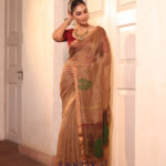 Brown Pure Jayashree Linen Silk Saree