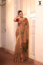Brown Pure Jayashree Linen Silk Saree