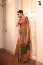 Brown Pure Jayashree Linen Silk Saree - Image 4