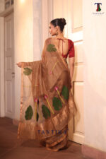 Brown Pure Jayashree Linen Silk Saree - Image 3