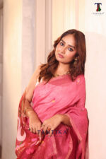 Pink Pure Jayashree Linen Silk Saree - Image 2