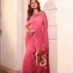 Pink Pure Jayashree Linen Silk Saree