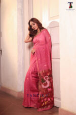 Pink Pure Jayashree Linen Silk Saree - Image 4