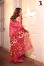Pink Pure Jayashree Linen Silk Saree - Image 5