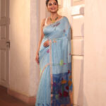 Sky Blue Pure Jayashree Linen Silk Saree