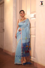 Sky Blue Pure Jayashree Linen Silk Saree