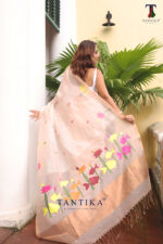 Cream Pure Jayashree Linen Silk Saree - Image 4