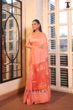 Peach Pure Jayashree Linen Silk Saree