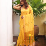 Yellow Pure Jayashree Linen Silk Saree
