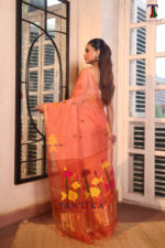 Peach Pure Jayashree Lilen Silk Saree - Image 4