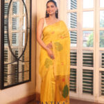Yellow Pure Jayashree Linen Silk Saree