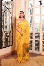 Yellow Pure Jayashree Linen Silk Saree