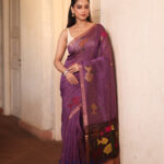 Purple Pure Jayashree Linen Silk Saree