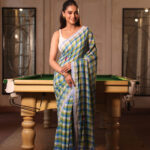 Blue & Green Multicolor Mull Cotton Less Border Hand Painted Saree