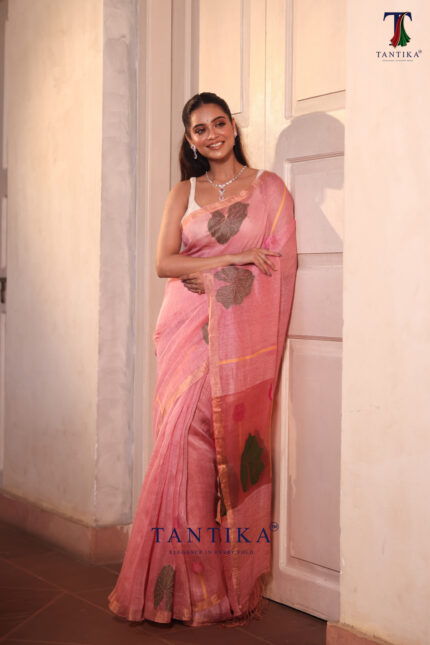 Pink Pure Jayashree Linen Silk Saree
