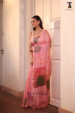 Pink Pure Jayashree Linen Silk Saree - Image 3