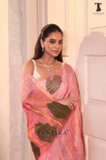 Pink Pure Jayashree Linen Silk Saree - Image 2