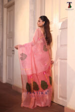 Pink Pure Jayashree Linen Silk Saree - Image 4