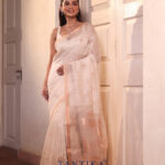 White Pure Jayashree Linen Silk Saree