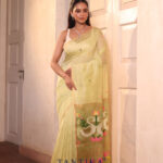 Yellow Pure Jayashree Linen Silk Saree