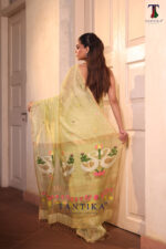 Yellow Pure Jayashree Linen Silk Saree - Image 4