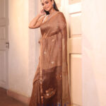 Brown Pure Jayashree Linen Silk Saree