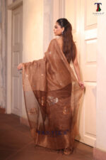 Brown Pure Jayashree Linen Silk Saree - Image 4