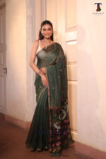 Bottle Green Pure Jayashree Linen Silk Saree
