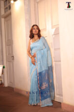 Sky Blue Pure Jayashree Linen Silk Saree