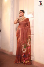 Brown Pure Jayashree Linen Silk Saree - Image 3