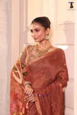 Brown Pure Jayashree Linen Silk Saree - Image 4