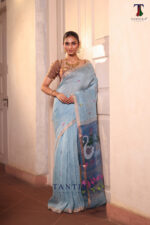 Sky Blue Pure Jayashree Linen Silk Saree