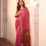 Pink Pure Jayashree Linen Silk Saree