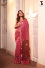 Pink Pure Jayashree Linen Silk Saree
