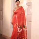 Orange Pure Jayashree Linen Silk Saree