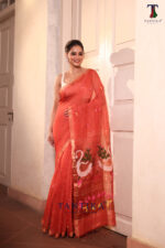 Orange Pure Jayashree Linen Silk Saree