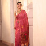 Rose Pink Pure Jayashree Linen Silk Saree