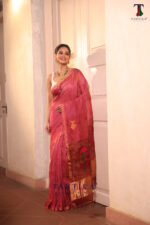Rose Pink Pure Jayashree Linen Silk Saree